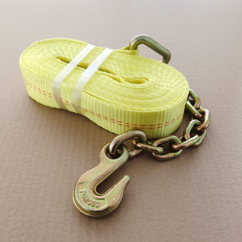 Winch Strap with Chain Hook